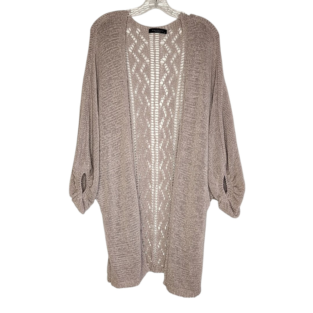 Maverick dusty lilac open-front long cardigan, size medium Comfy/Cozy
